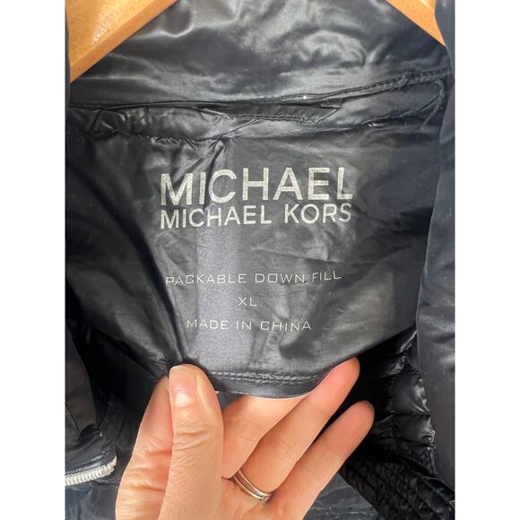 MICHAEL Michael Kors Women's Packable Hooded Puffer Down Jacket Black Size XL - Picture 2 of 6